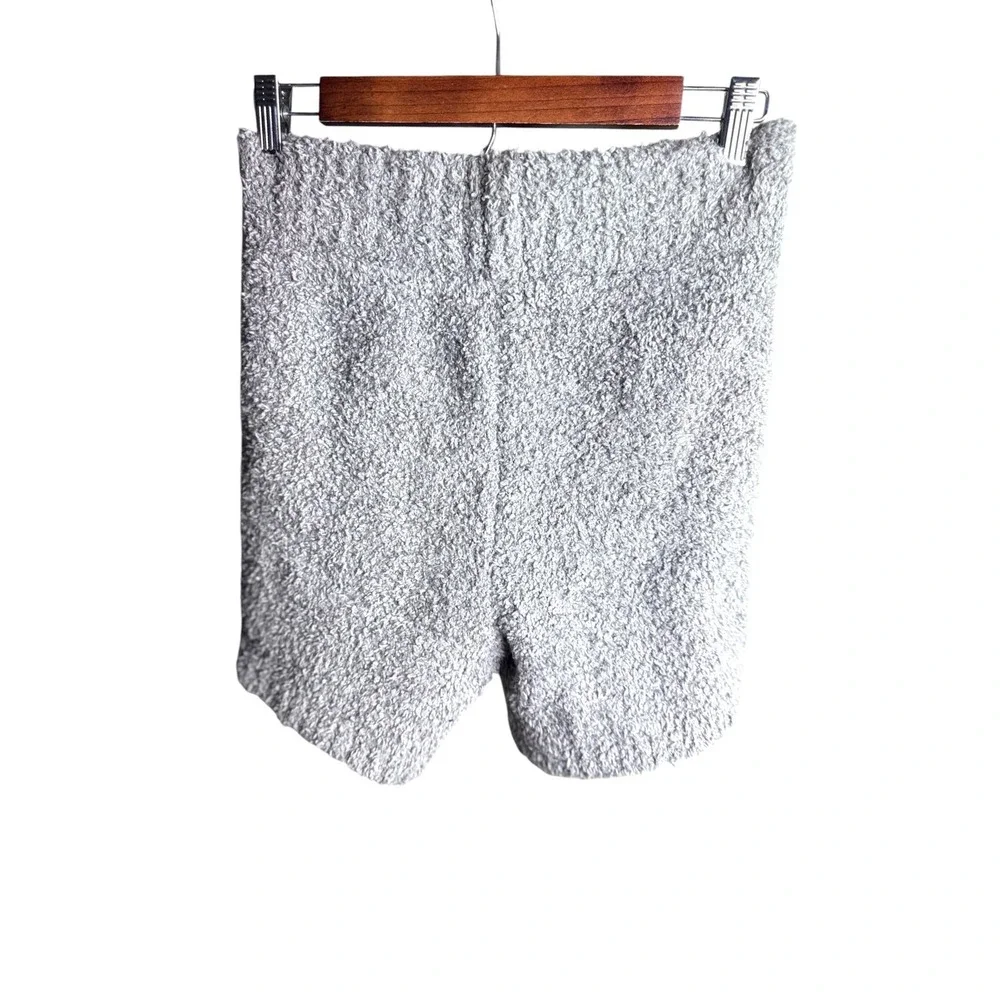 Cozy Grey Fuzzy Shorts High Waisted Textured Plush Knit Summer Lounge Y2K Chic